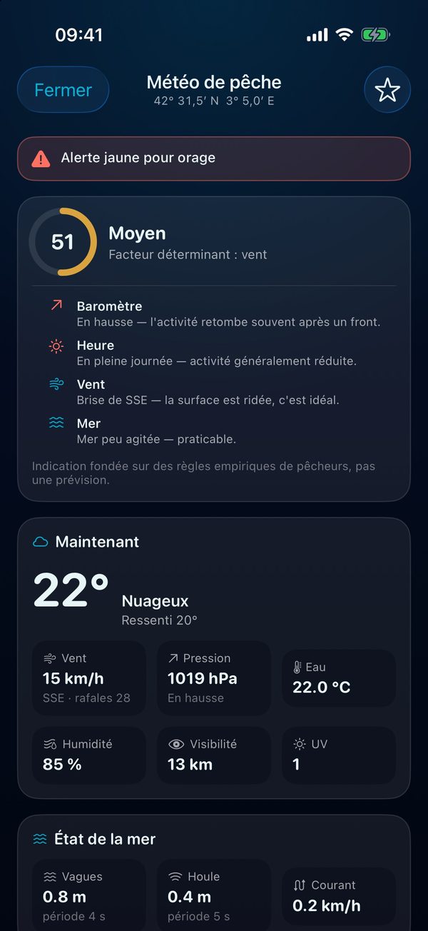 BeFish : météo de pêche